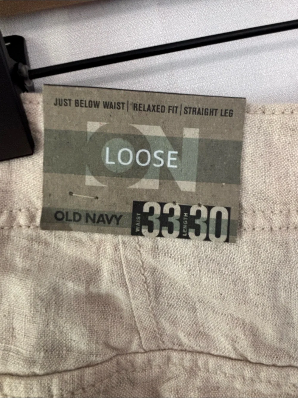 OLD NAVY NWT Beige Loose Fit Linen Pants Size 33 x 30
